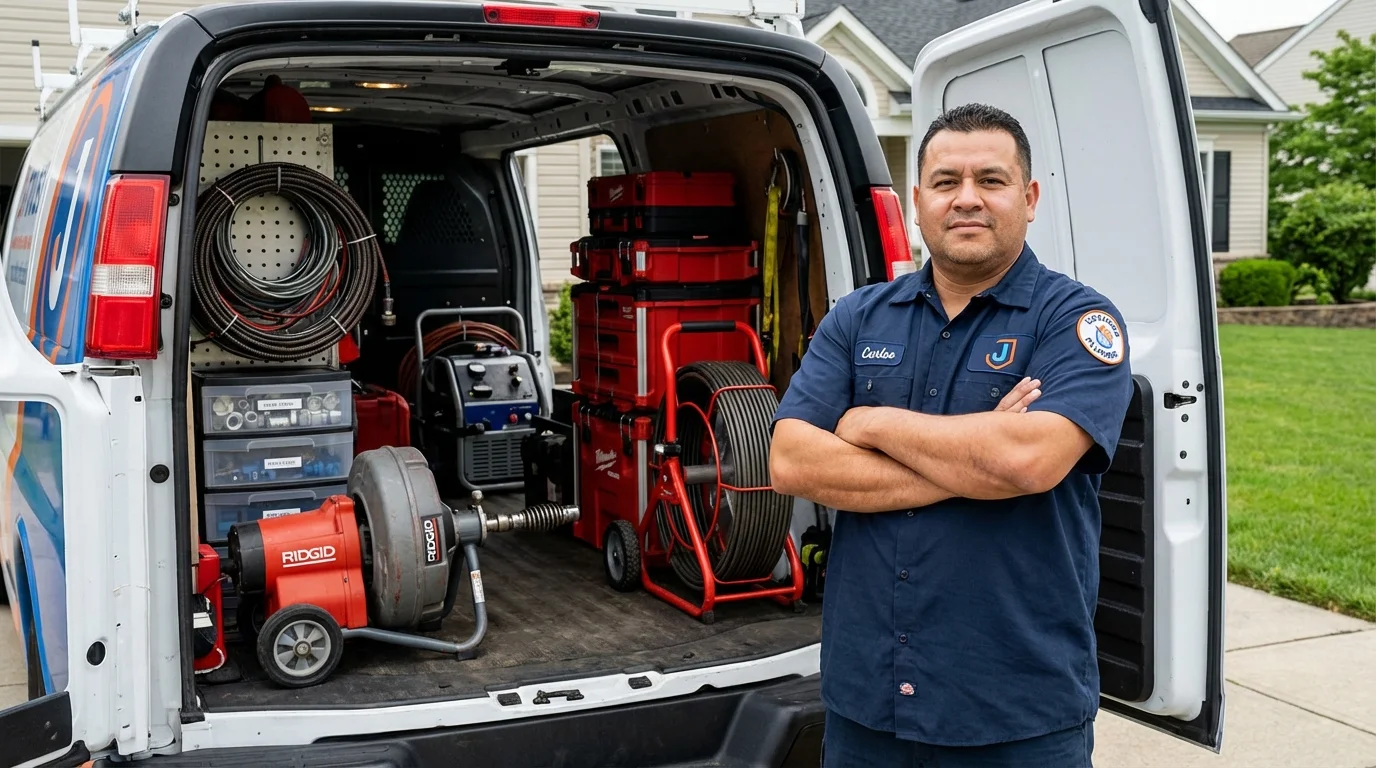 Professional drain cleaning equipment and Johns Plumbing LLC plumber in Philmont