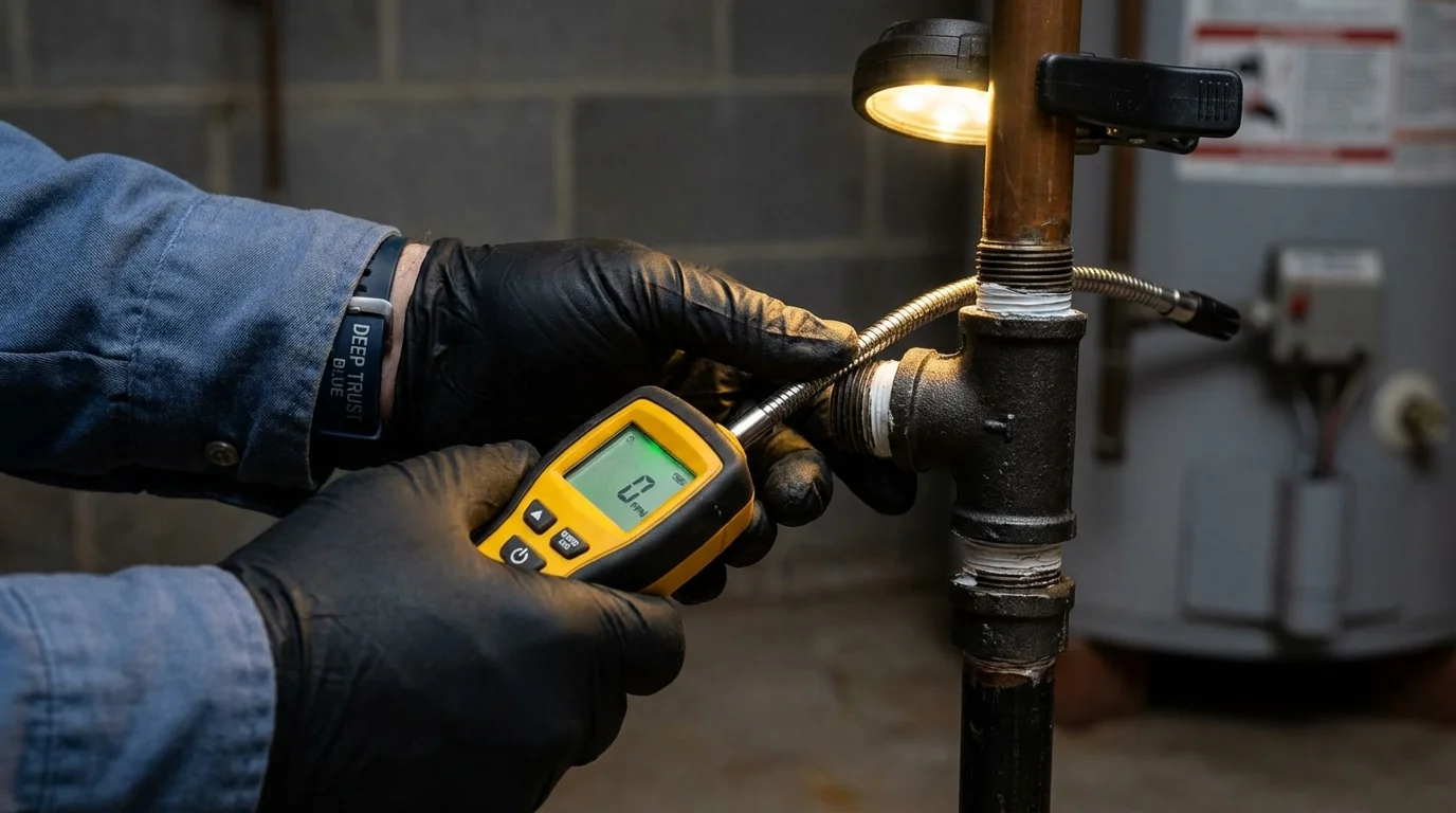 Gas leak detection with electronic sniffer by Johns Plumbing LLC in Philmont