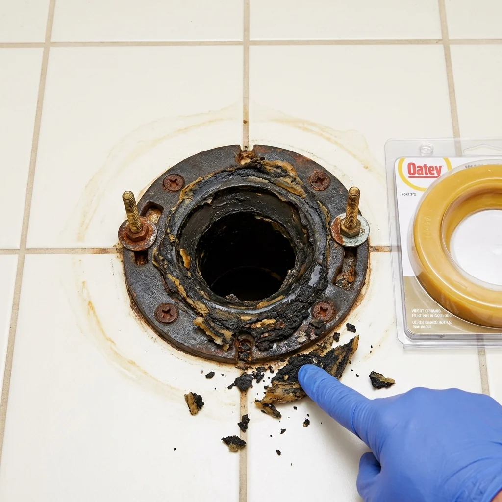 Failed wax ring showing water seepage at the base of a toilet in a Philmont, NY home